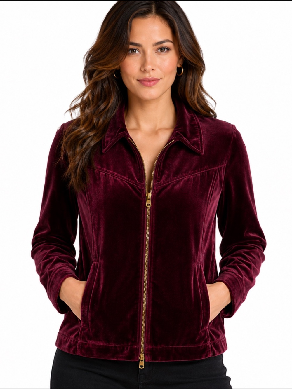 NWT Cabi Plum Velvet Zip Jacket Luxe Casual —Size M